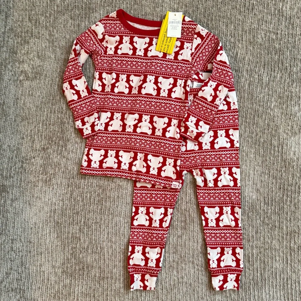 Baby Gap Red Polar Bear Fair Isle Pajama Set‎ 18–24 Months NWT
